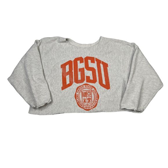 Champion Reverse Weave Bowling Green BGSU Cropped Sweatshirt FLAW Gray L/XL - Picture 1 of 6